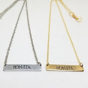 Bonita bar necklace - gold and silver (horizontal bar, bella, chula)