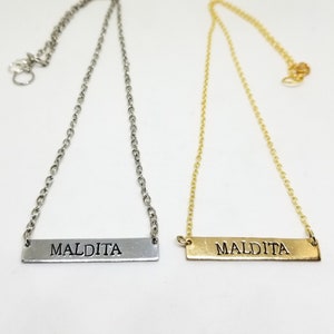 maldita bar necklace-gold and silver (horizontal bar, maldita)