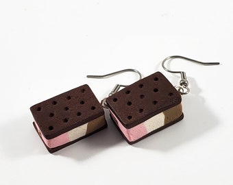 Ice Cream Sandwich earrings (ice cream earrings, sandwich earrings, dessert earrings)