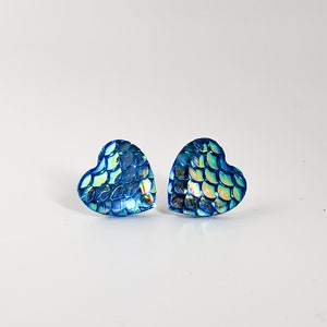 Blue Mermaid Heart Earrings