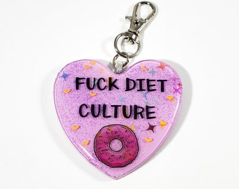 F*ck diet culture heart keychain (body positive, fat positive keychain)