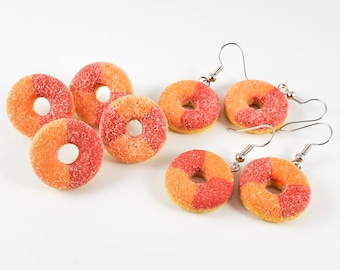 Peach ring gummy candy earrings (gummy earrings, candy earrings, gummy rings, peach earrings)