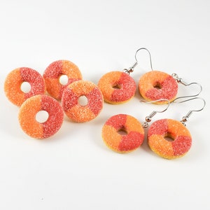 Peach ring gummy candy earrings (gummy earrings, candy earrings, gummy rings, peach earrings)