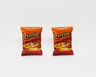 Hot cheetos earrings (hot cheeto jewelry, hot cheetos, hot cheeto studs)