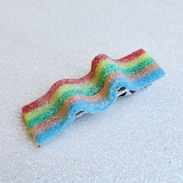 Rainbow Sour belt candy hair clip (pinces à cheveux gommeuses, arcs à cheveux bonbons)