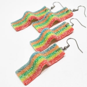 Rainbow sour belt earrings (candy earrings, gummy earrings, candy belts, sour belt earrings, gummy earrings)