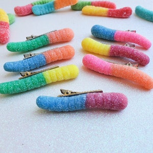 Sour Gummy Worm Hair clip (candy hair clip, candy hair bow, gummy worm hair bow)