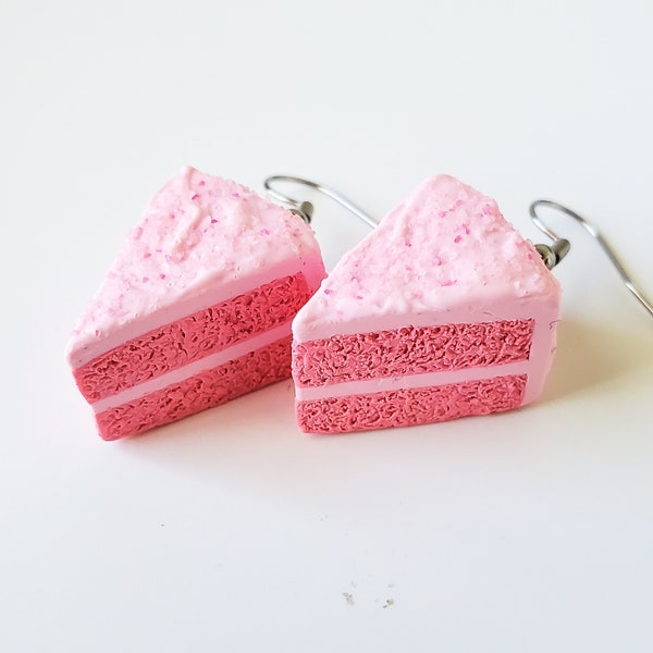 Strawberry Cake Earrings (cake earrings, dessert earrings)