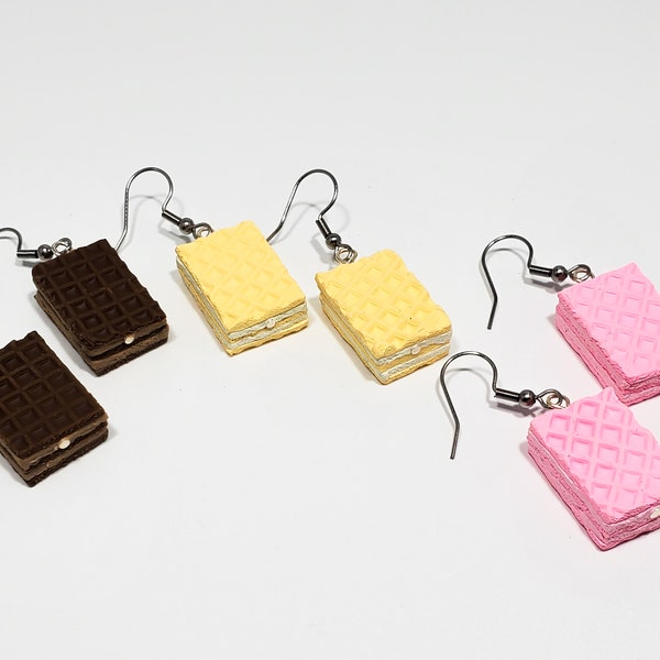 Sugar wafer cookie earrings (waffle cookies, wafer cookies, cookie earrings, dessert earrings)