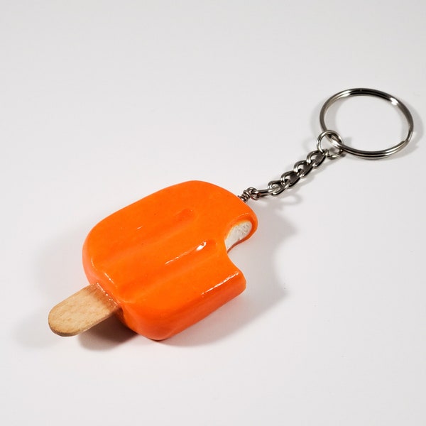 Orange creamsicle keychain (popsicle keychain, ice cream keychain, dessert, orange popsicle keychain)