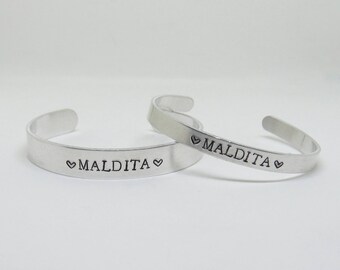 maldita cuff bracelet (maldita bracelet, latinx bracelet, stamped cuff)