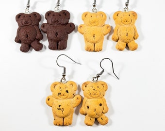 Teddy Graham earrings (teddy earrings, cracker earrings, graham earrings, cookie earrings)