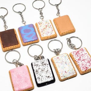 Poptart keychain (poptart keychain, food keychain, dessert keychain, pastry keychain)