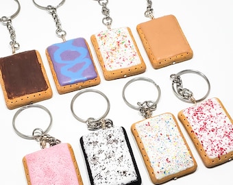 Poptart keychain (poptart keychain, food keychain, dessert keychain, pastry keychain)