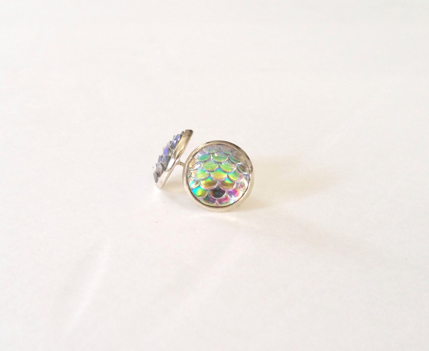 Mermaid Tail Earrings iridescent Clear mermaid Posts Fish Scales
