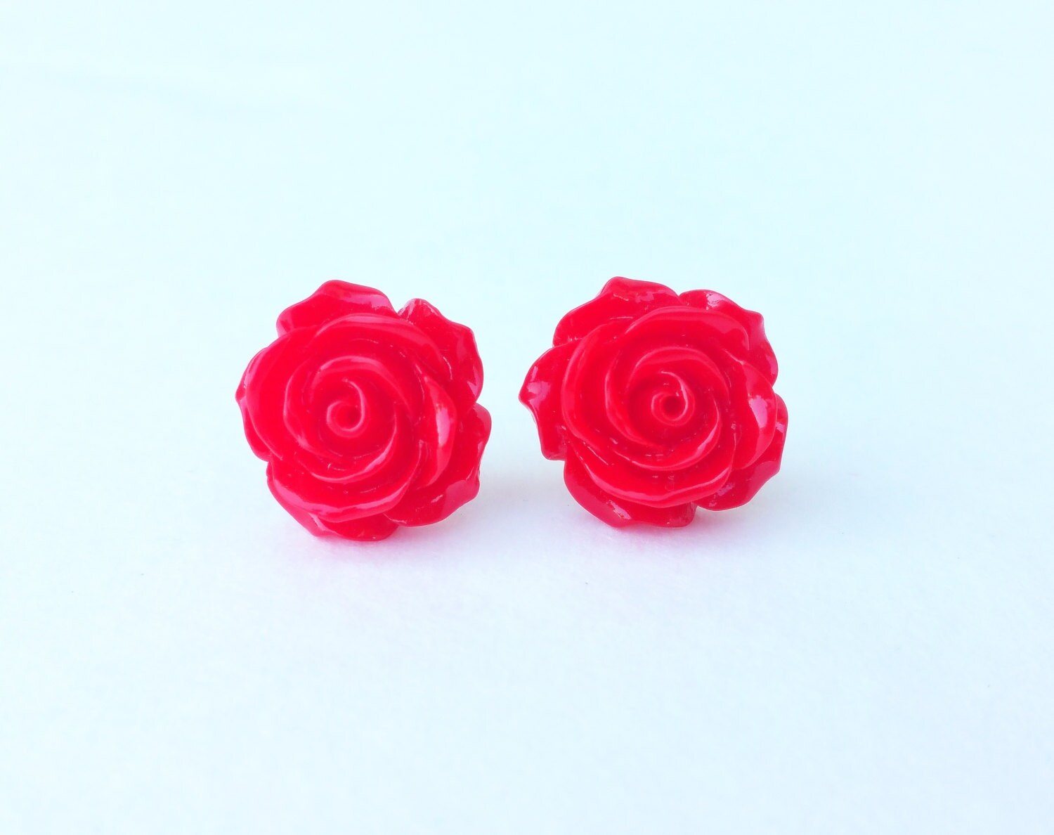 Vintage Rose Stud Earrings-red red Flower Earrings Rose - Etsy