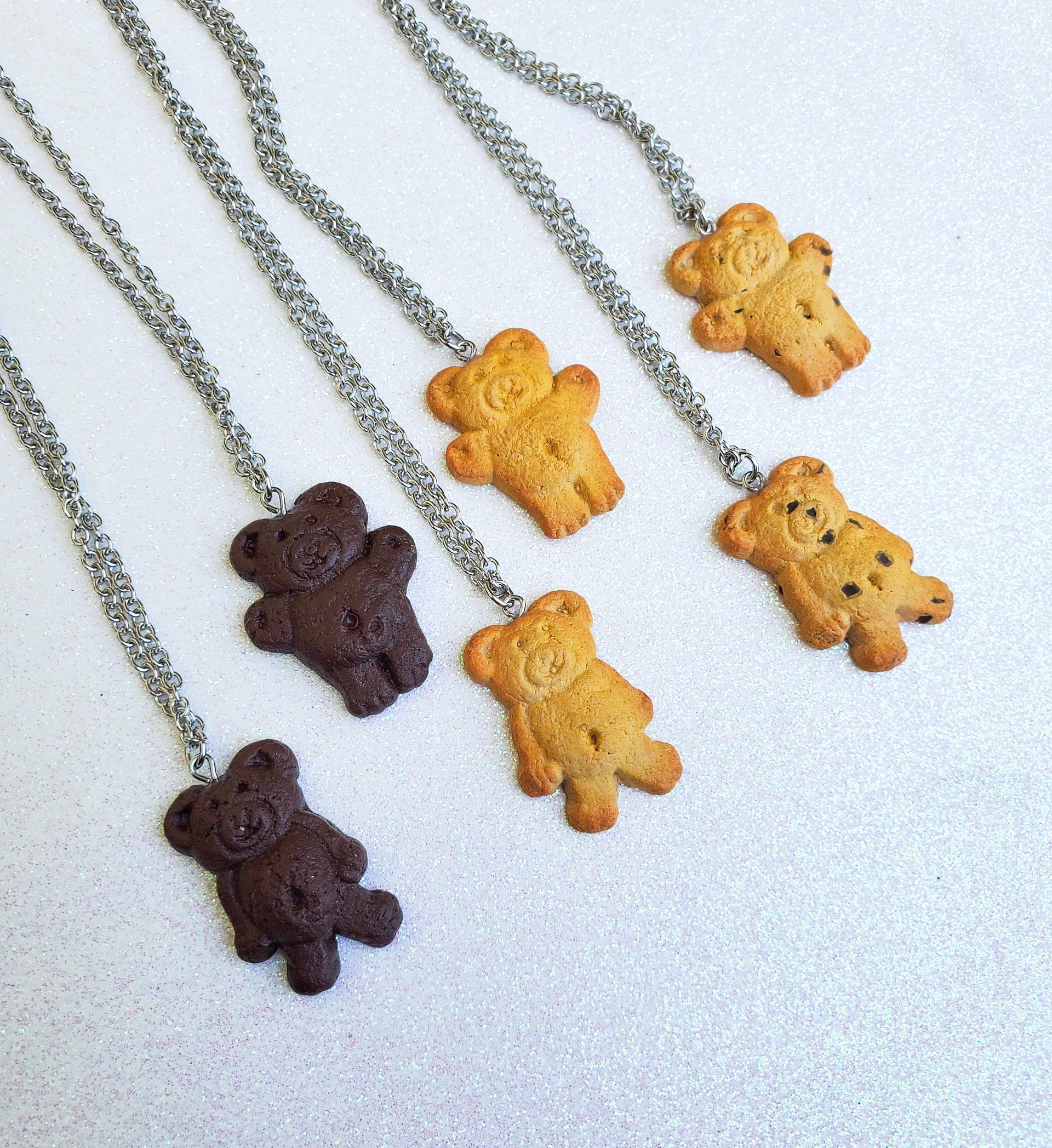 Teddy Graham necklace (cookie necklace, dessert necklace, teddy necklace)