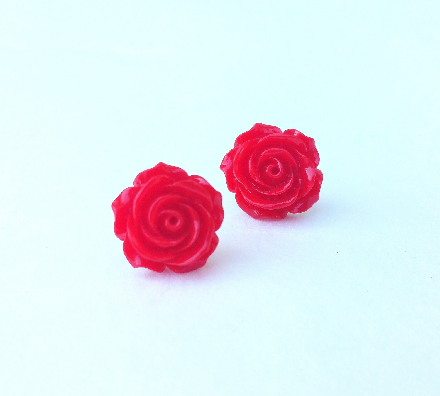 Vintage Rose Stud Earrings-red red Flower Earrings Rose - Etsy