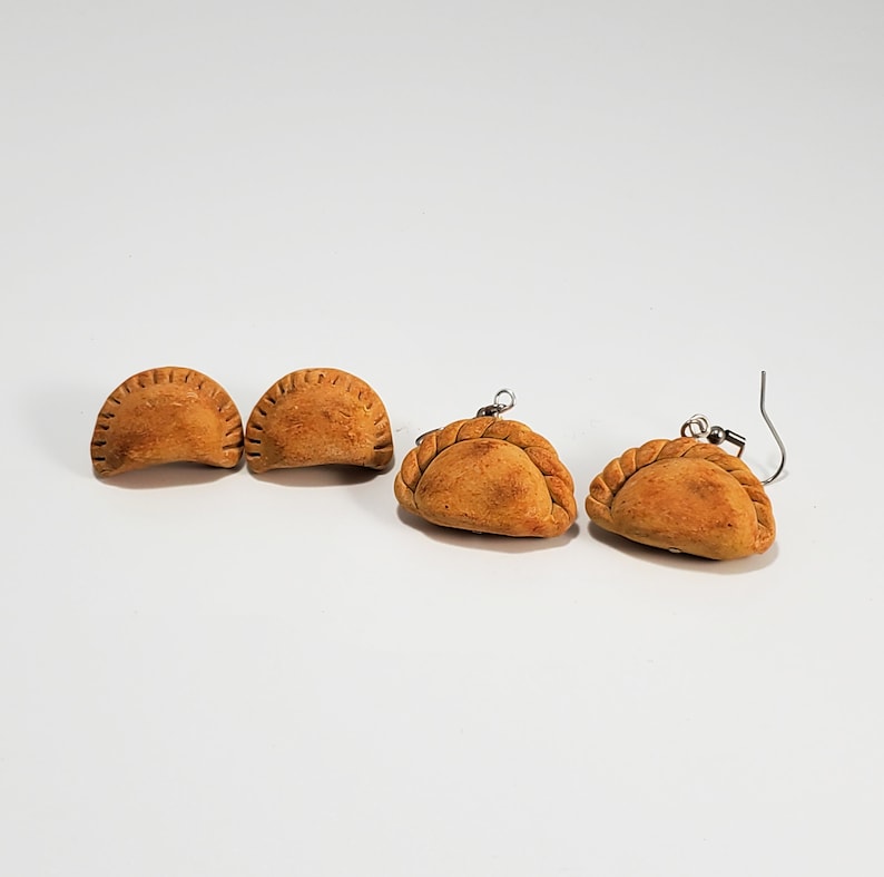 Empanada earrings food earrings, empanada studs image 1