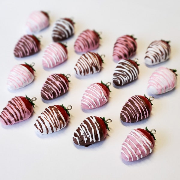 Chocolate Strawberry Earrings (chocolate earrings, strawberry earrings, valentines day earrings, fruit earrings, candy earrings)