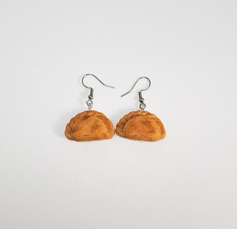 Empanada earrings food earrings, empanada studs braided