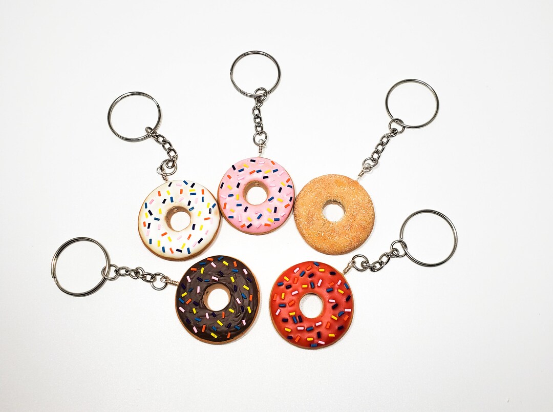 Donut Keychain sprinkle Donut Keychain, Doughtnut Keychain Etsy