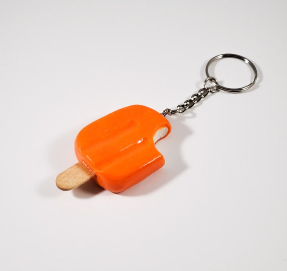 Orange creamsicle keychain (popsicle keychain, ice cream keychain, dessert, orange popsicle keychain)