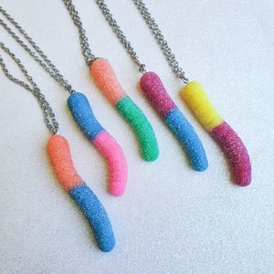 Sour Gummy Worm necklace (candy necklace, gummy worm necklace, gummy worm charm)