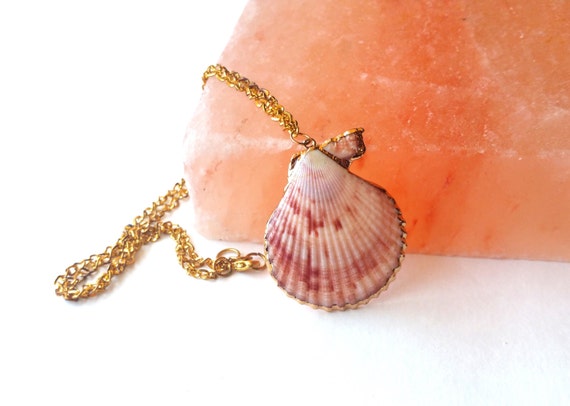 Mermaid seashell necklace the mauve scallop shell necklace | Etsy