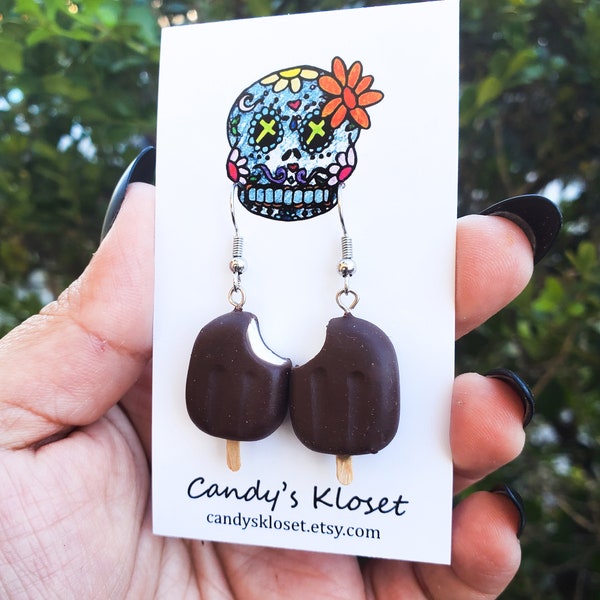 chocolate popsicle earrings (chocolate earrings, ice cream earrings, popsicle earrings, dessert earrings)