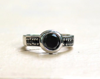 Penelope Design Ring, Stainless Steel Band Ring, Stainless Steel Statement Ring, CZ Statement Ring, Stainless Ring With Stones, Steel Ring