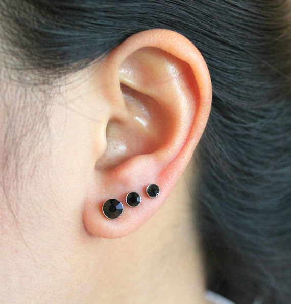 6mm 4mm And 3mm Stainless Steel Earrings Studs With Austrian Etsy