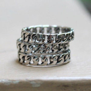 Chain Link Band Ring, Stainless Steel 316L, Can wear individual or stack with other rings!