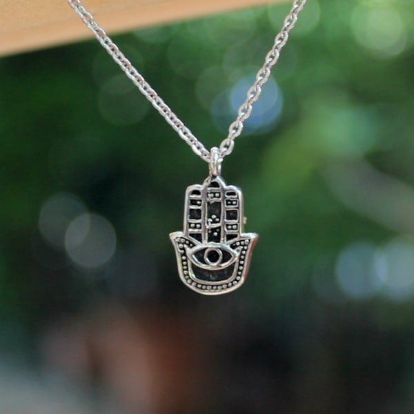 Hamsa Hand Necklace, Stainless Steel 316L. Universal Sign of Protection!