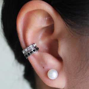 Crystal Band Ear Cuff, Stainless Steel 316L, Hypoallergenic, Stainless Steel Ear Cuff image 2