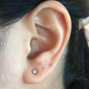 Set of 3 pairs, 2.50mm Stainless Steel Earrings Studs with Austrian Crystal