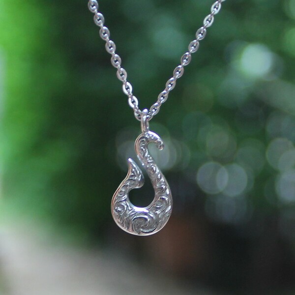 Stainless Steel Fish Hook Charm Pendant, Stainless Steel Fish Hook, Fish Hook Tiny Necklace, Lucky Fish Hook Pendant
