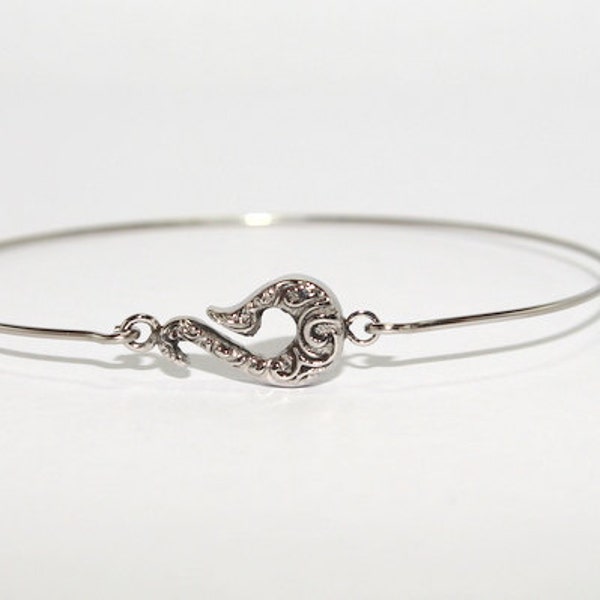 Stainless Steel Fish Hook Bangle, Stackable Fish Hook Bangle, Fish Hook