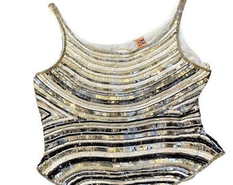 Sequins and beaded tank top