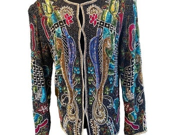 Beaded and sequins blazer M