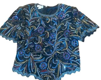 Laurence Kazar sequins top 2X