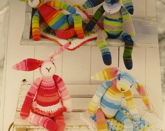 Stylecraft Crochet Pattern, Crochet Toys,  Stylecraft 9161, Stylecraft Merry Go Round, Crochet bunnies pattern, Crochet gifts for children