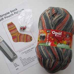 Sock Knitting Kit, Knitters Gift, Opal  sock yarn, Opal Yarn, Self patterning yarn, Sock Yarn, Wool sock yarn, Glove kit