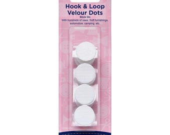 White Velour Hook and Loop Dots - 20mm Stick On Fasteners