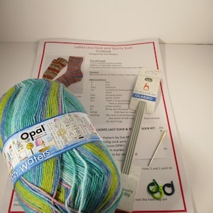Knitting Kit, Sock Knitting Kit, Knitted sports socks, Knitters Gift, Opal  sock yarn, Opal Yarn, Self patterning yarn