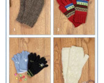 Knits and Pieces Pattern, Ladies gloves pattern, kids gloves pattern, Hand warmers pattern, Knitted gloves pattern