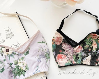 Jasmine Bra Bralette Beginner PDF Lingerie Sewing Pattern Large and Standard Cup Sizes XS-2XL