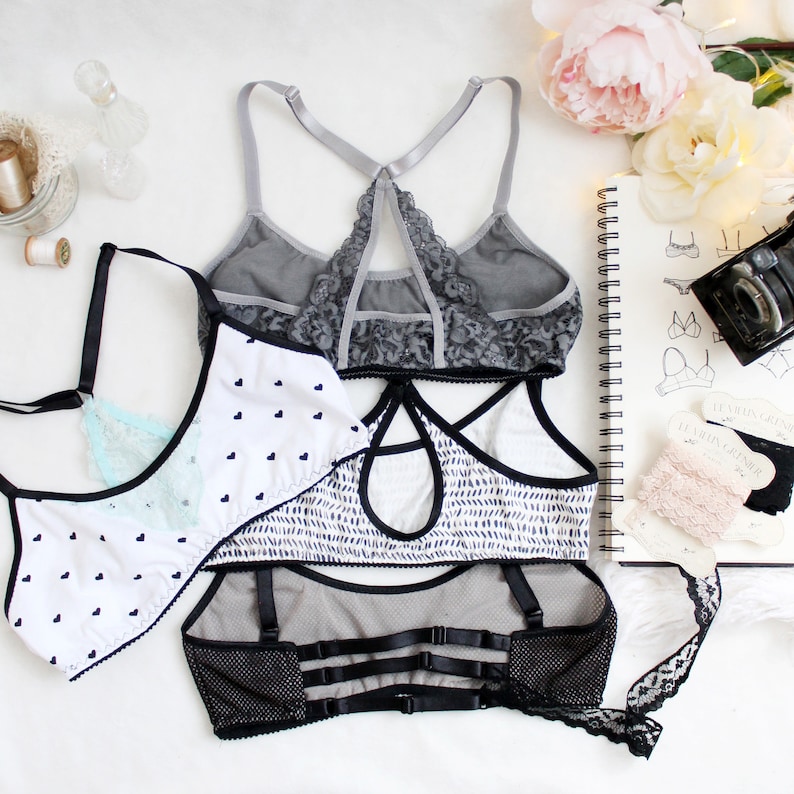 Easy Bralette Sewing Pattern PDF / The Hyacinth and Expansion Pack / Sew your own lingerie 