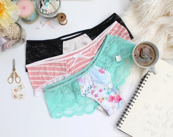 Lingerie Sewing Pattern | Lace Back Hipster Panties | Claudia