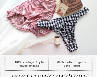 Ohhh Lulu August Ruffle Thong PDF Patrón de costura / Patrón de lencería Cottagecore